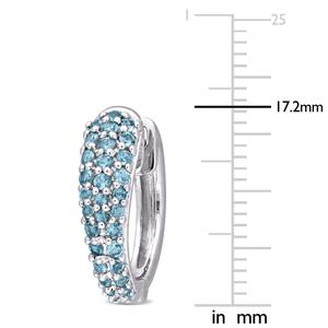 Sophia B 10kt. White Gold 1ctw. Blue Topaz Hoop Earrings alternate view