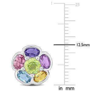 Sophia B Sterling Silver Multi-Gemstone Floral Stud Earrings alternate view