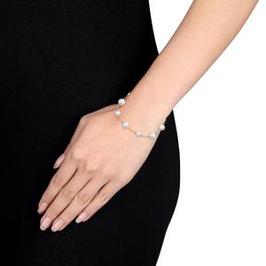Gemstone Classics(tm) White Freshwater Pearl Yellow Silver Bracelet alternate view