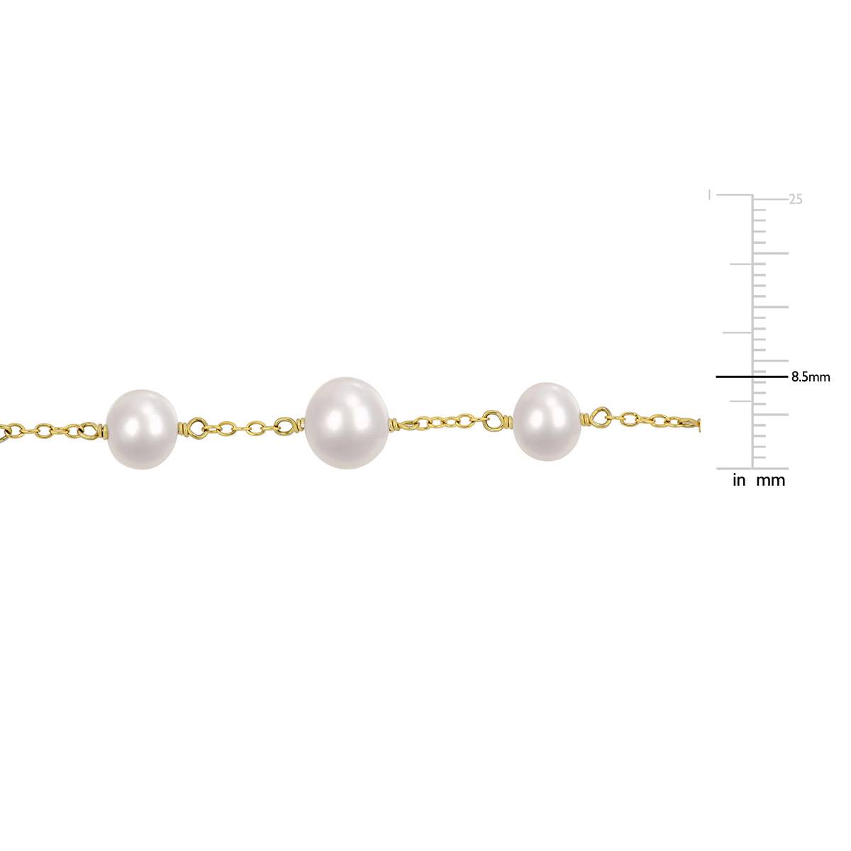 Gemstone Classics(tm) White Freshwater Pearl Yellow Silver Bracelet