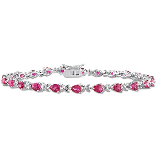 Gemstone Classics(tm) 5 1/3ctw. Created Ruby X-Link Silver Bracelet