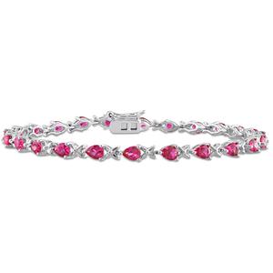 Gemstone Classics(tm) 5 1/3ctw. Created Ruby X-Link Silver Bracelet