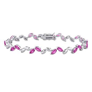 Sophia B 9 1/2ctw. Created Pink Sapphire Sterling Silver Bracelet