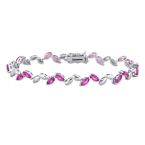 Sophia B 9 1/2ctw. Created Pink Sapphire Sterling Silver Bracelet