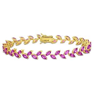 Sophia B 12ctw. Created Pink Sapphire Gold Plated Link Bracelet