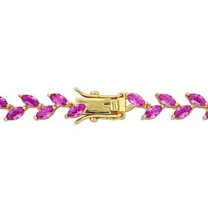 Sophia B 12ctw. Created Pink Sapphire Gold Plated Link Bracelet alternate view