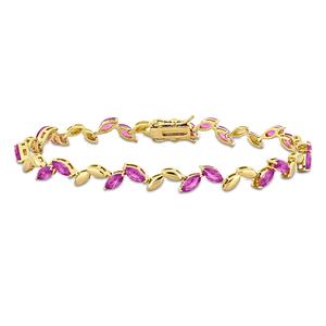 Sophia B 9 1/2ctw. Created Pink Sapphire Gold Plated Bracelet