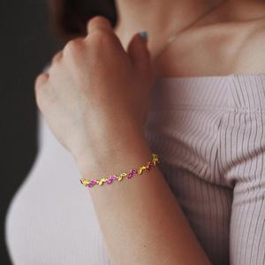 Sophia B 9 1/2ctw. Created Pink Sapphire Gold Plated Bracelet alternate view