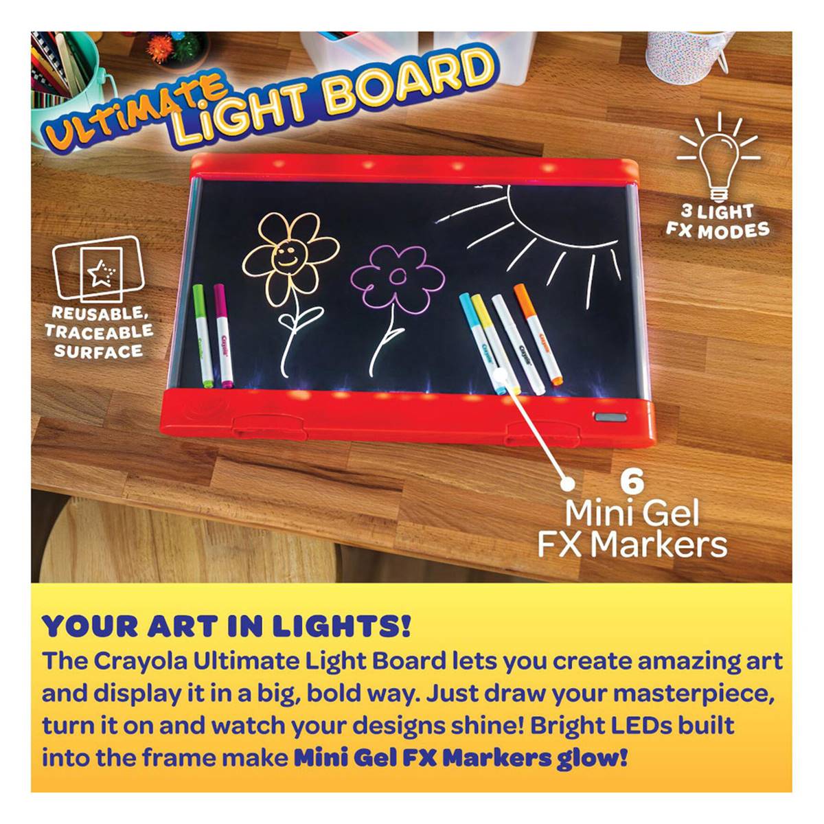 Crayola(R) Super-Sized Light Board W/ 6 Colored Markers