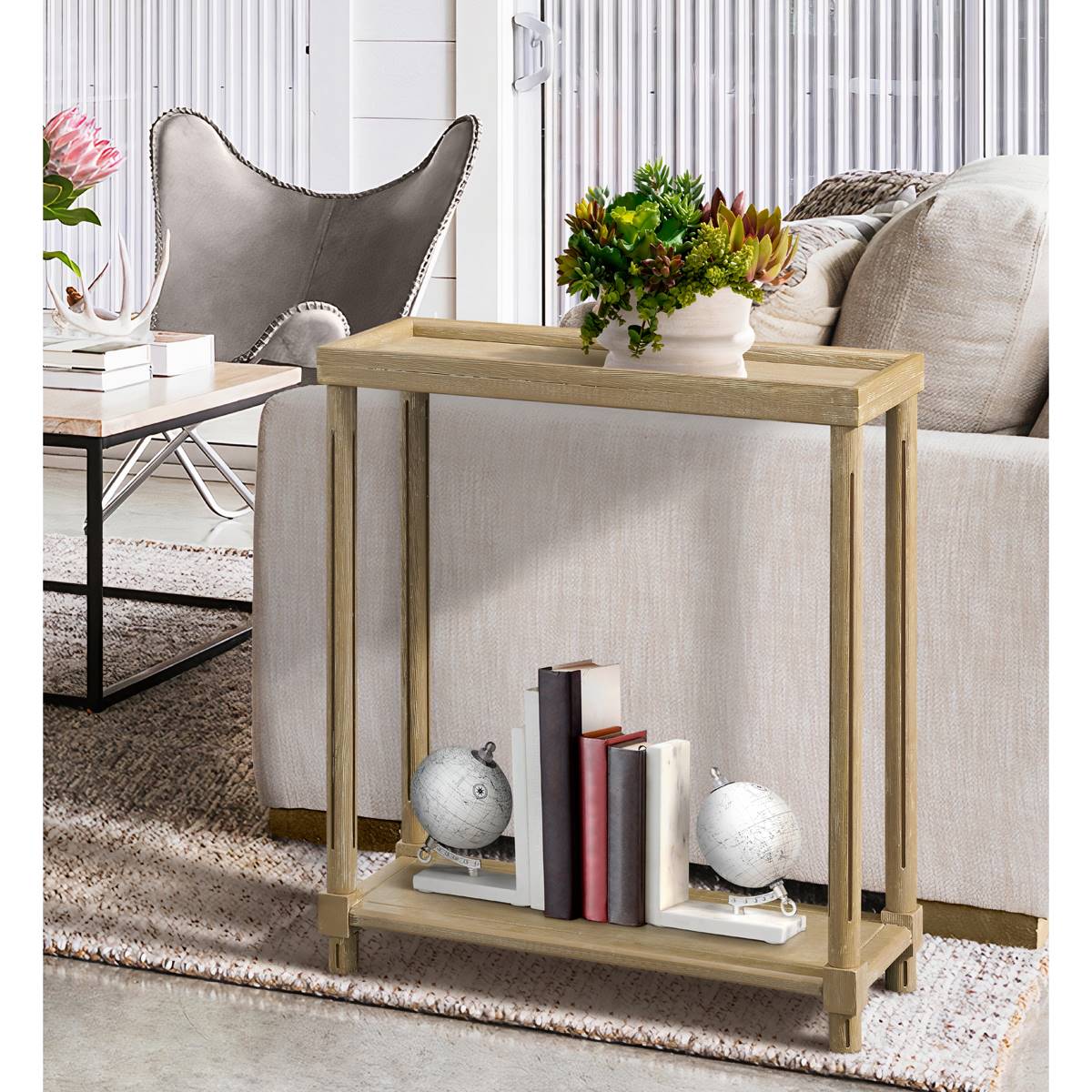 New Ridge Home Goods Harrison Side End Tables W/ Shelf - Oak