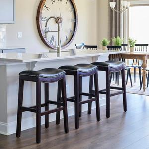 New Ridge Home Goods Julian 30in. Bar-Height Wood Barstool alternate view