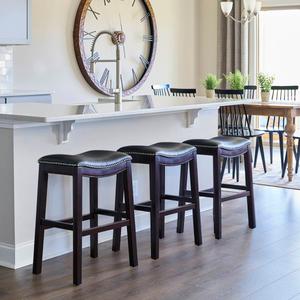 New Ridge Home Goods Julian 30in. Bar-Height Wood Barstool alternate view