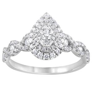 Diamond Classics(tm) White Gold Pear Cut Double Halo Engagement Ring