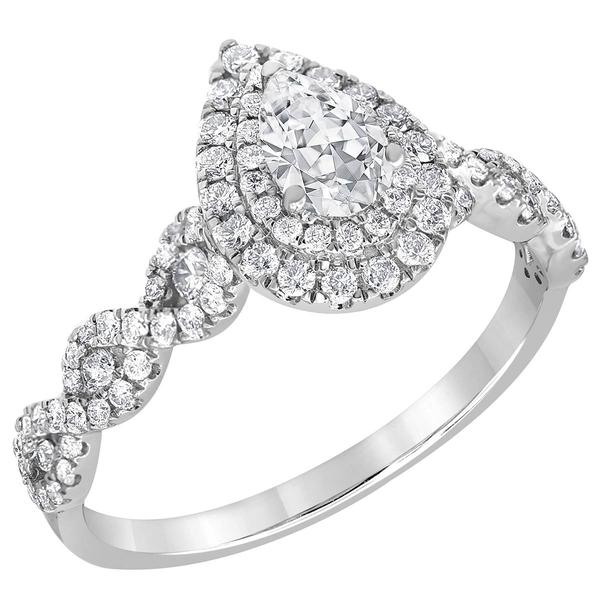 Diamond Classics(tm) White Gold Pear Cut Double Halo Engagement Ring alternate view