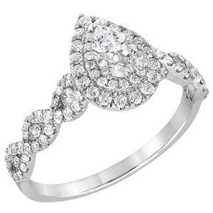 Diamond Classics(tm) White Gold Pear Cut Double Halo Engagement Ring alternate view