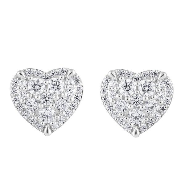 Nova Star(R) Sterling Silver Lab Grown Diamond Heart Stud Earrings alternate view