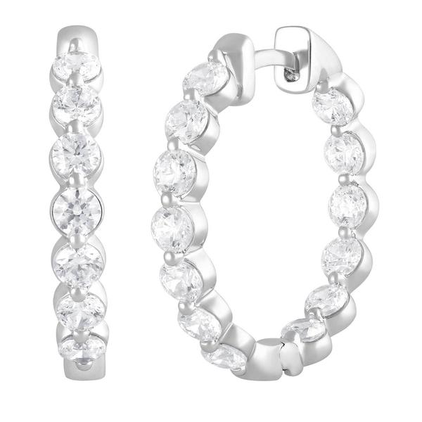 Sterling Silver Lab Grown Diamond Inside Out Hoop Earrings