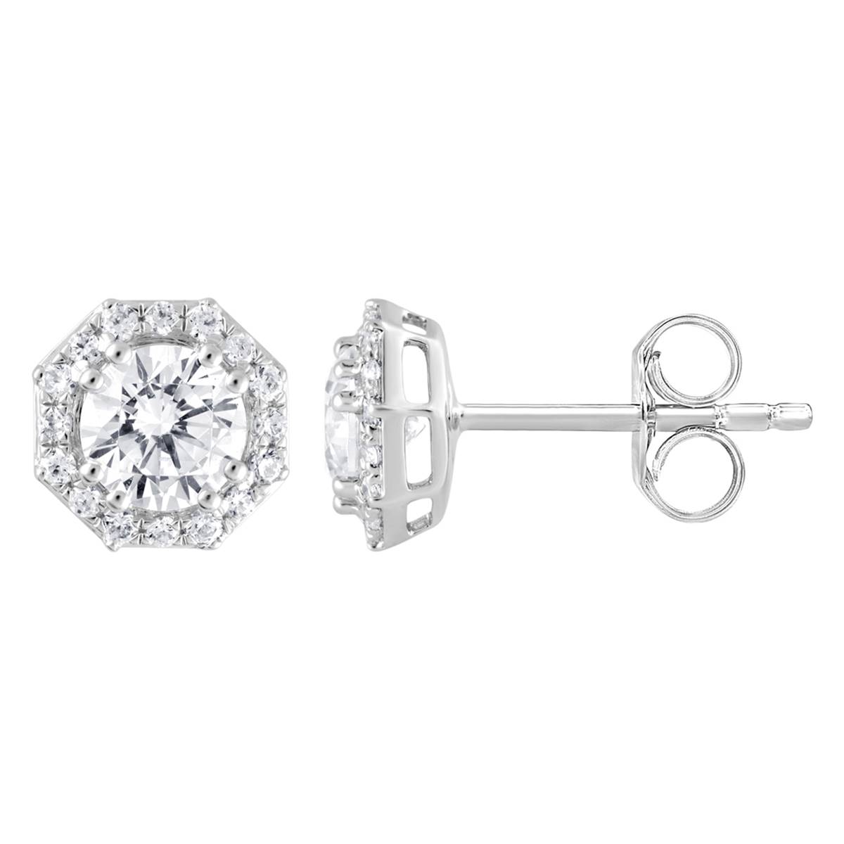 Nova Star(R) 1kt. Silver Hexagon Shape Diamond Stud Earrings