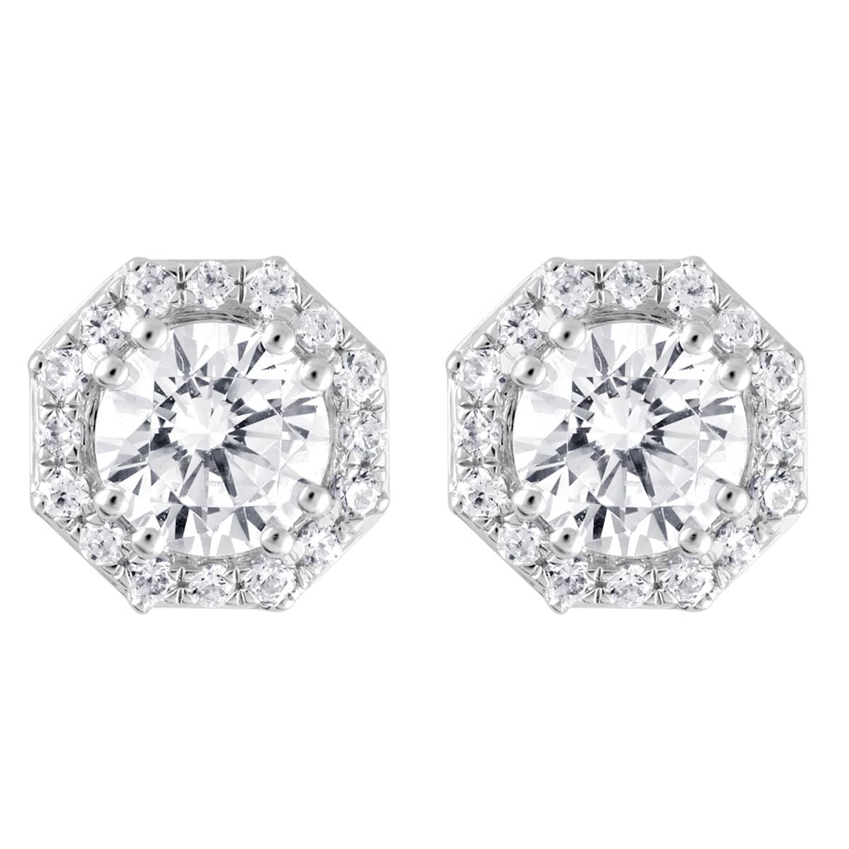 Nova Star(R) 1kt. Silver Hexagon Shape Diamond Stud Earrings