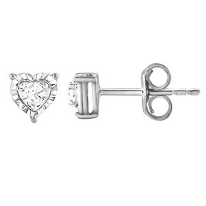 Nova Star(R) White Gold Lab-Grown Diamond Heart Stud Earrings