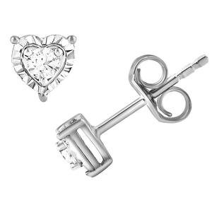 Nova Star(R) White Gold Lab-Grown Diamond Heart Stud Earrings alternate view