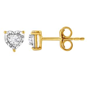 Nova Star(R) Yellow Gold Lab-Grown Diamond Heart Stud Earrings