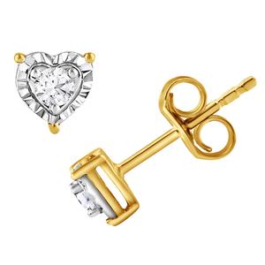 Nova Star(R) Yellow Gold Lab-Grown Diamond Heart Stud Earrings alternate view