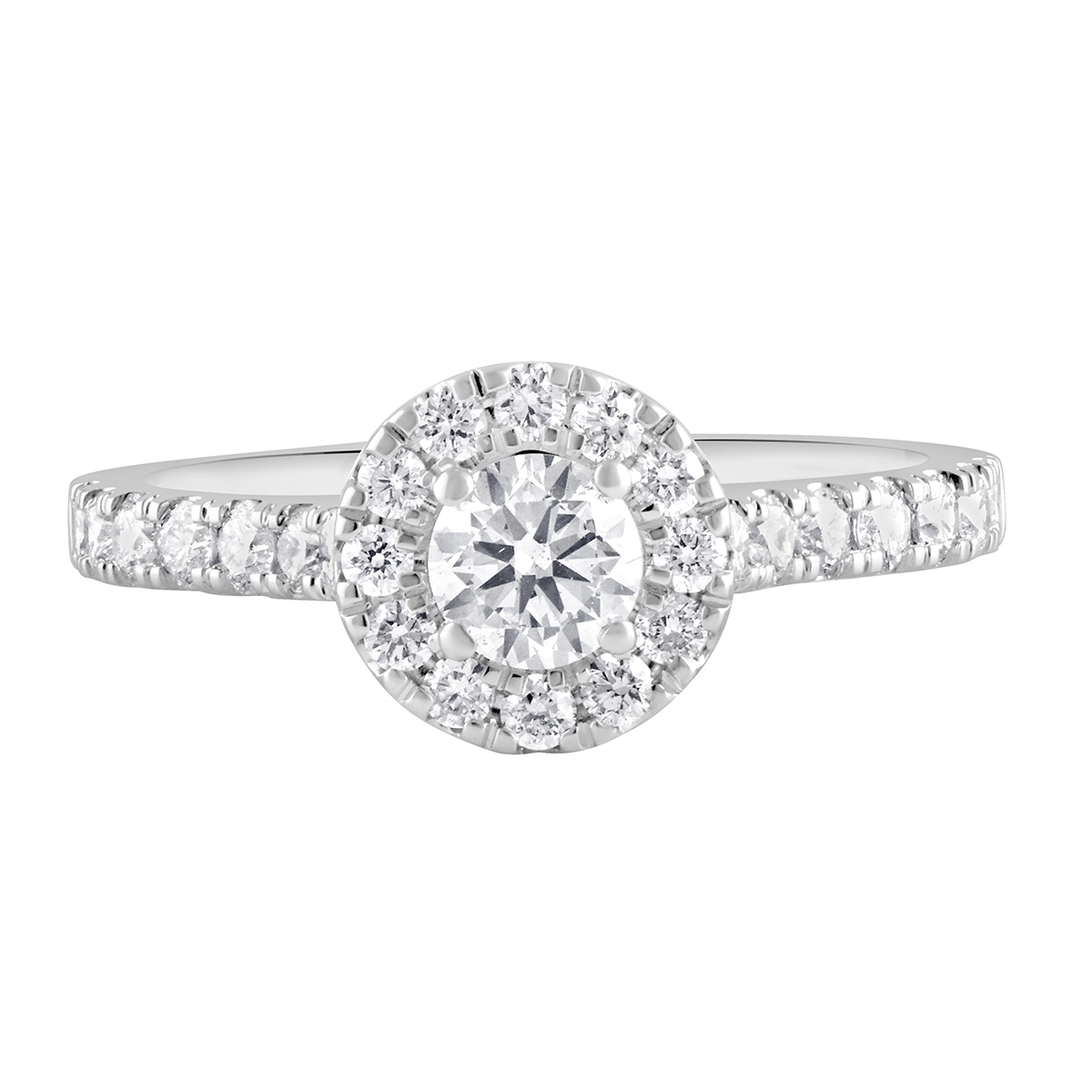 Nova Star(R) 14kt. White Gold 1ctw. Lab Grown Diamond Halo Ring