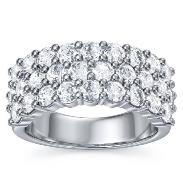 Sterling Silver Lab Grown Diamond Half Eternity Wedding Band