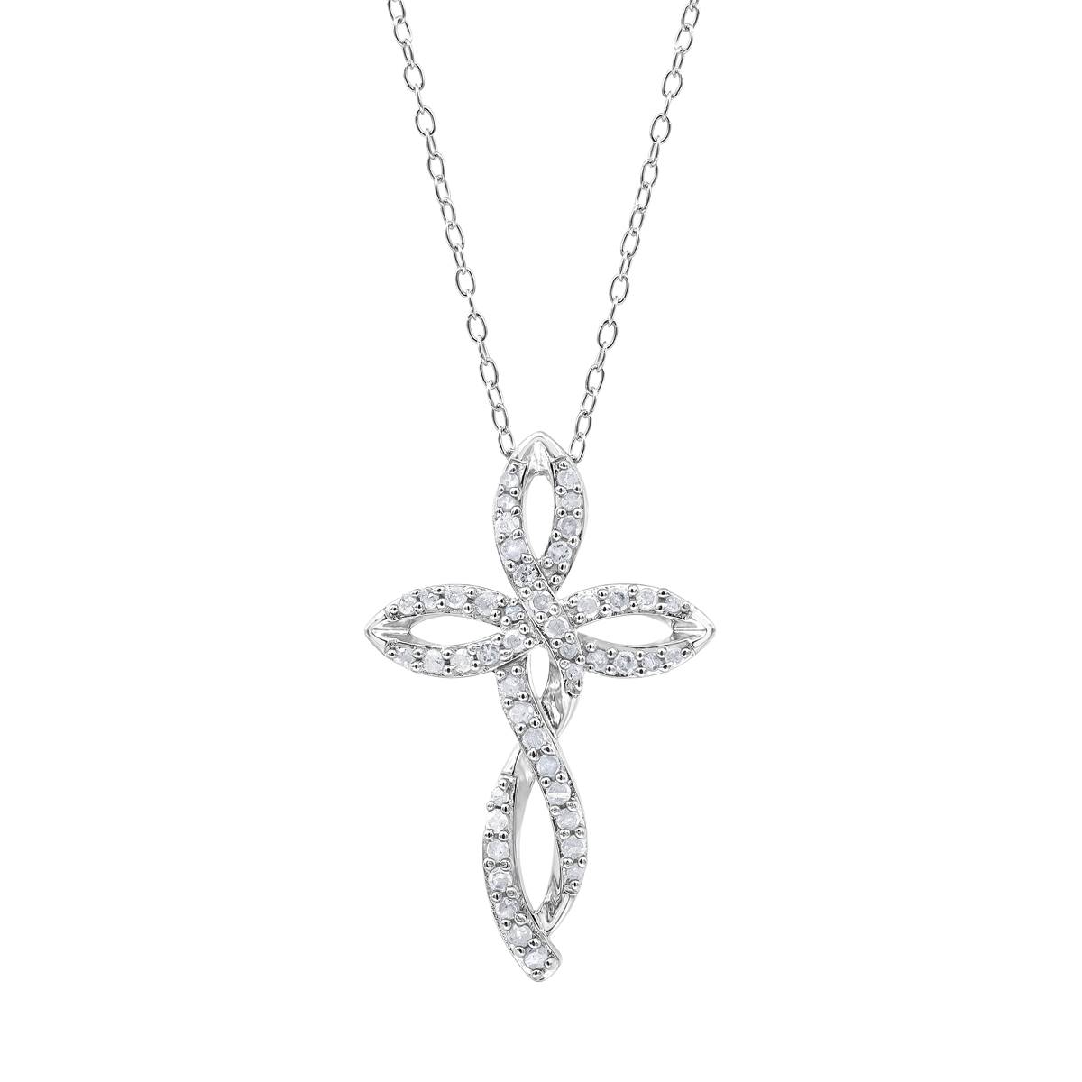 Diamond Classics(tm) Sterling Silver Diamond Cross Pendant Necklace