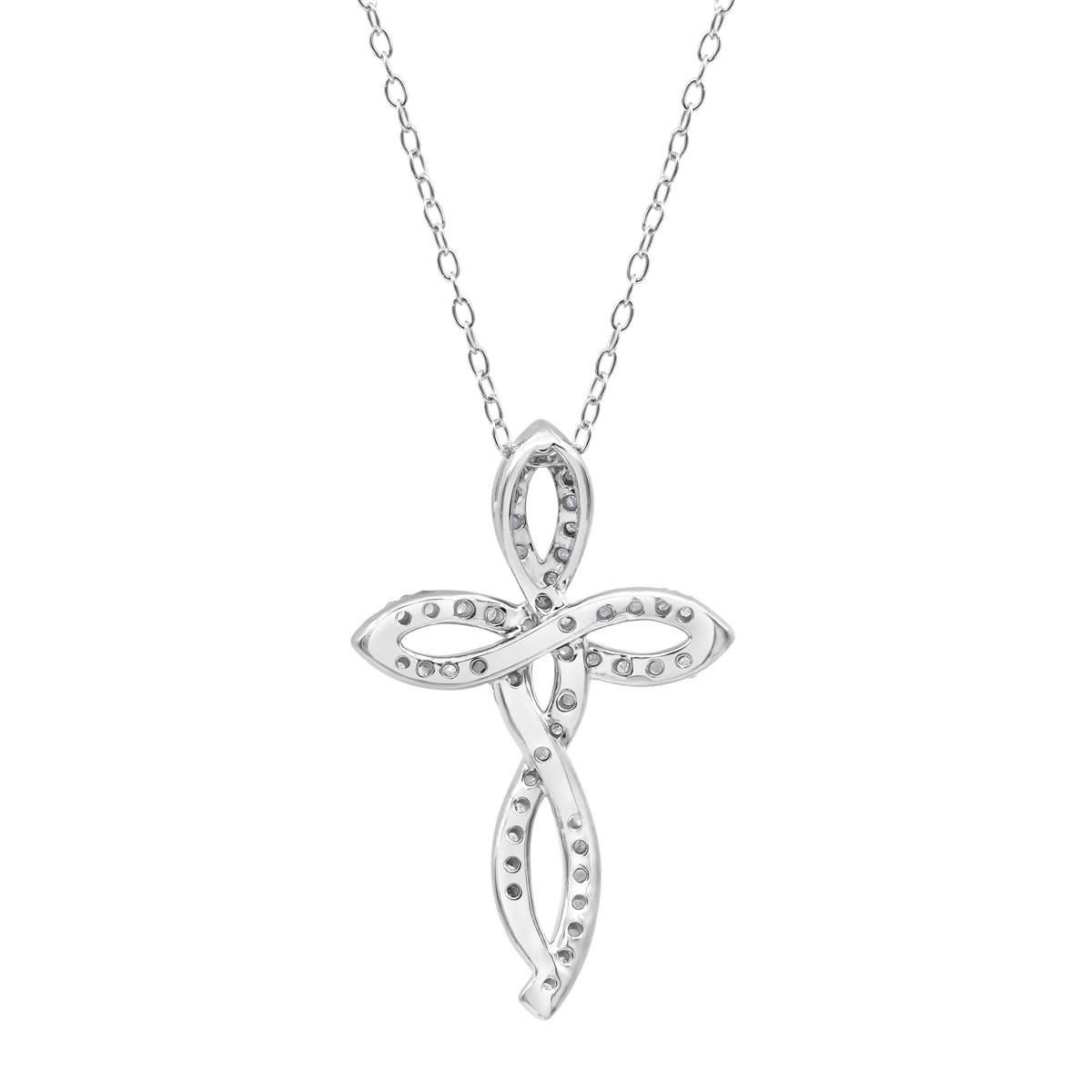 Diamond Classics(tm) Sterling Silver Diamond Cross Pendant Necklace