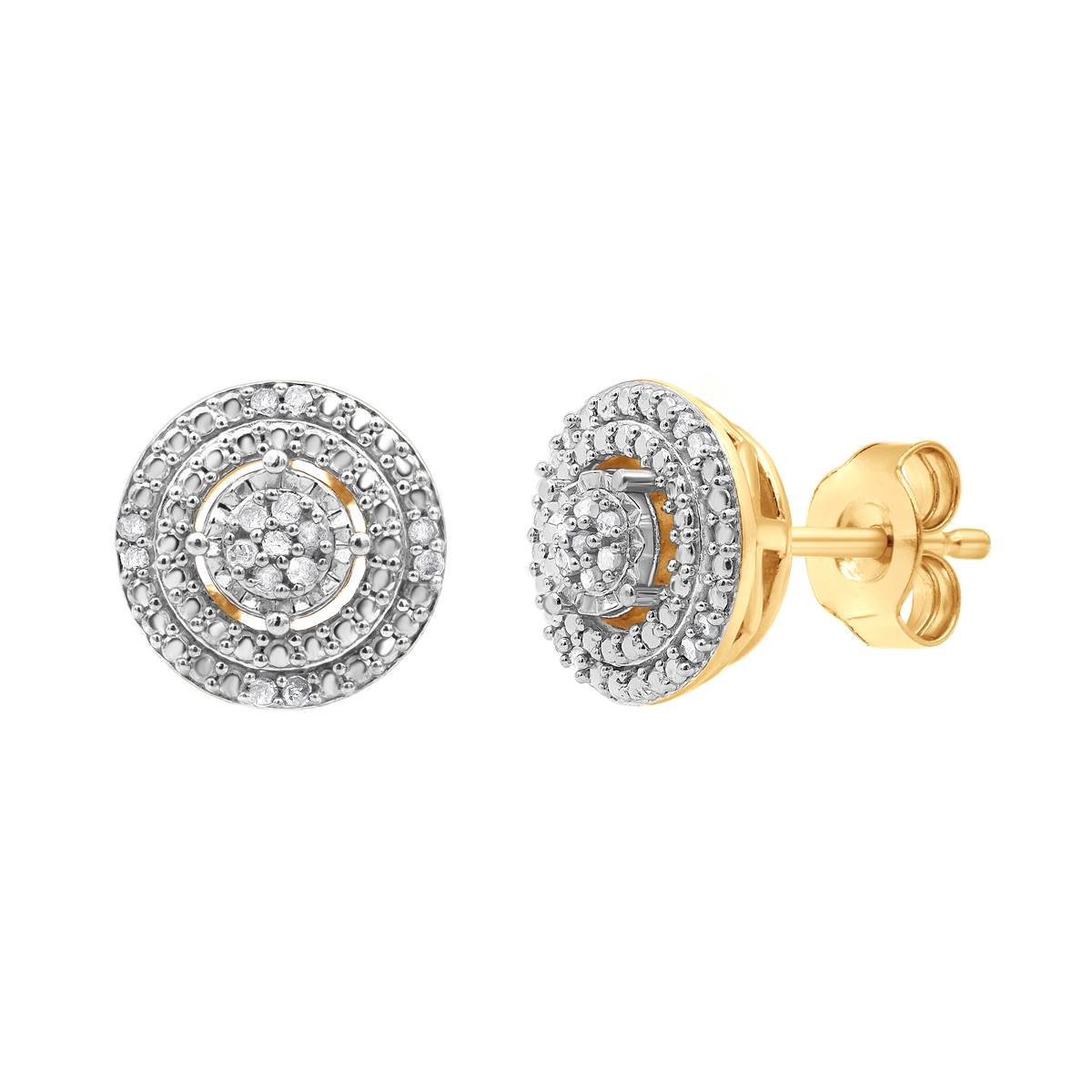 Diamond Classics(tm) Gold Plated Diamond Stud Earrings