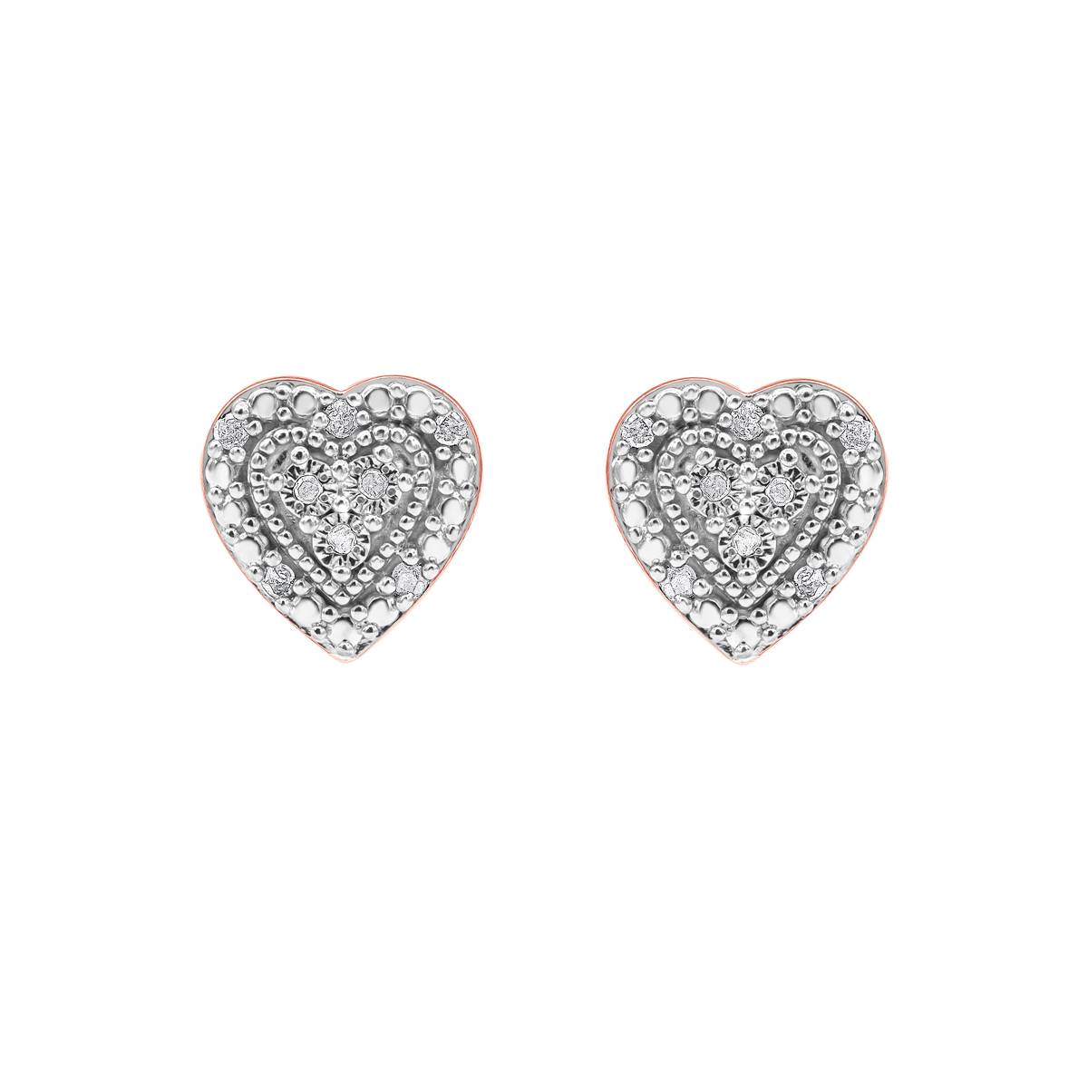 Diamond Classics(tm) Rose Flash Plating Diamond Heart Stud Earrings