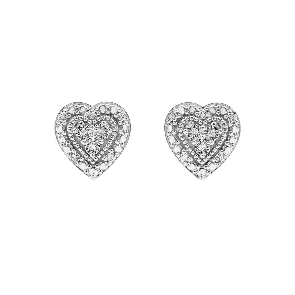 Diamond Classics(tm) Sterling Silver Heart Diamond Stud Earrings