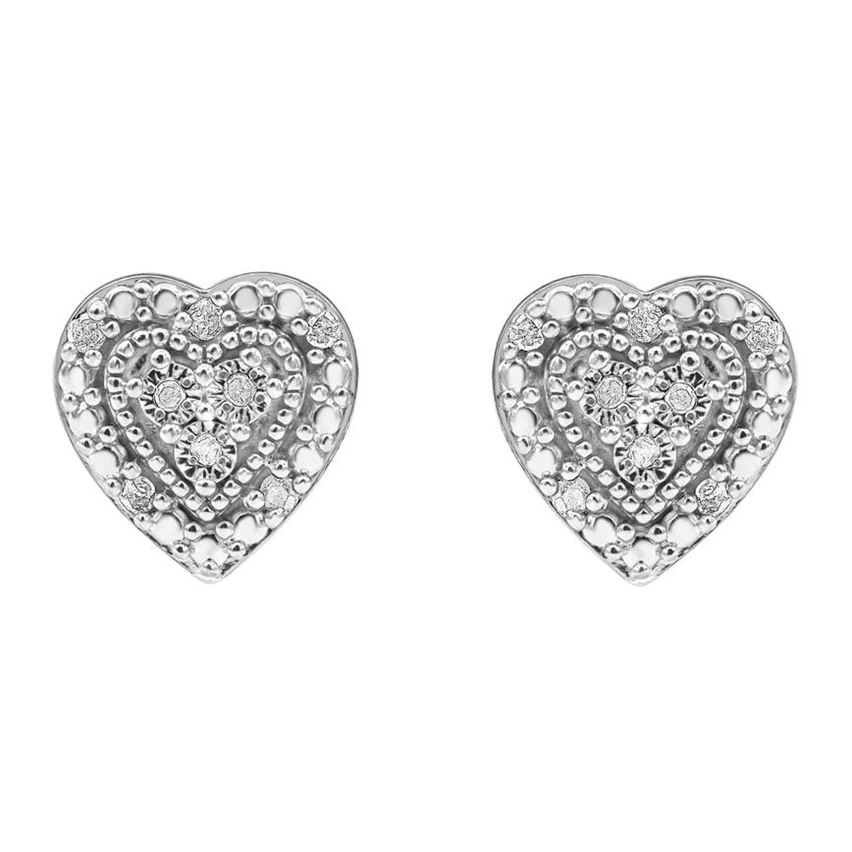 Diamond Classics(tm) Sterling Silver Heart Diamond Stud Earrings