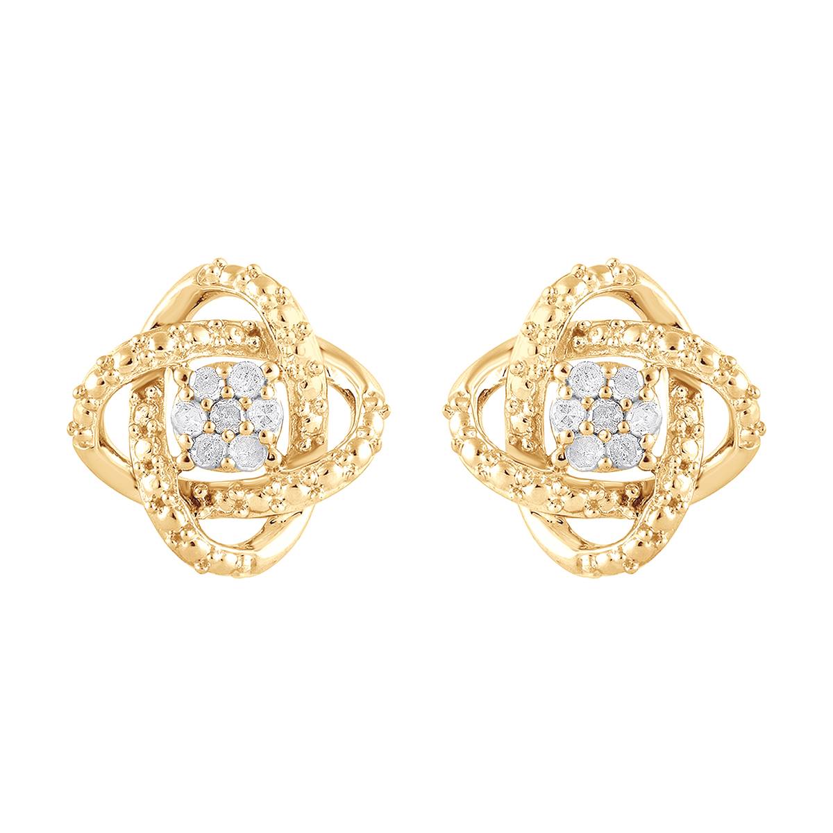 Diamond Classics(tm) Gold Plated Diamond Flower Swirl Earrings