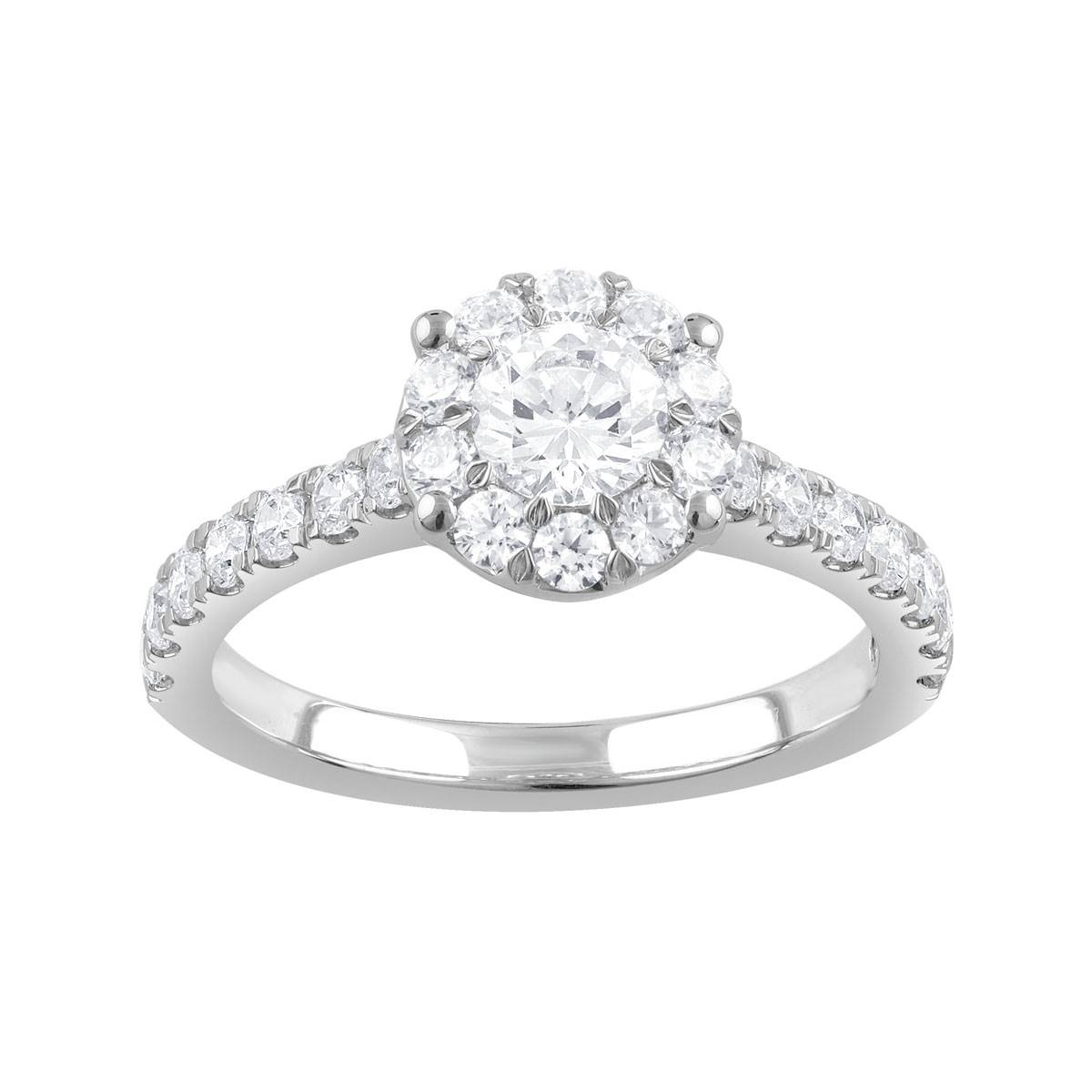 Nova Star(R) White Gold Lab Grown Diamond Halo Engagement Ring