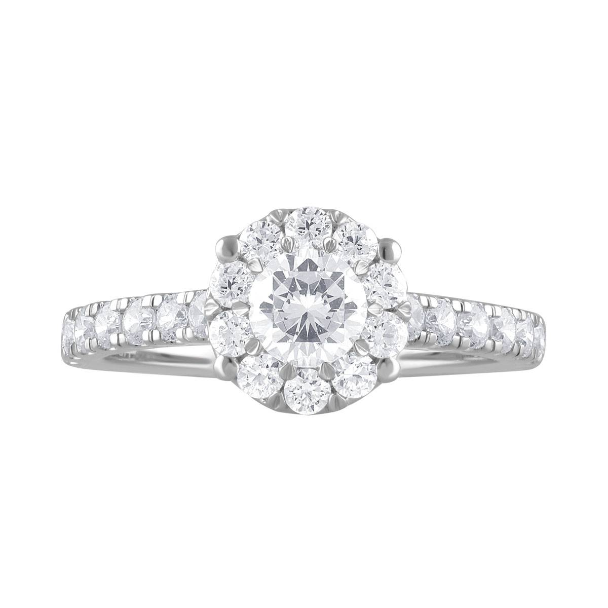 Nova Star(R) White Gold Lab Grown Diamond Halo Engagement Ring