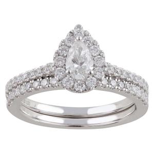 Nova Star(R) 14kt. White Gold 1ctw. Lab Grown Diamond Pear Ring