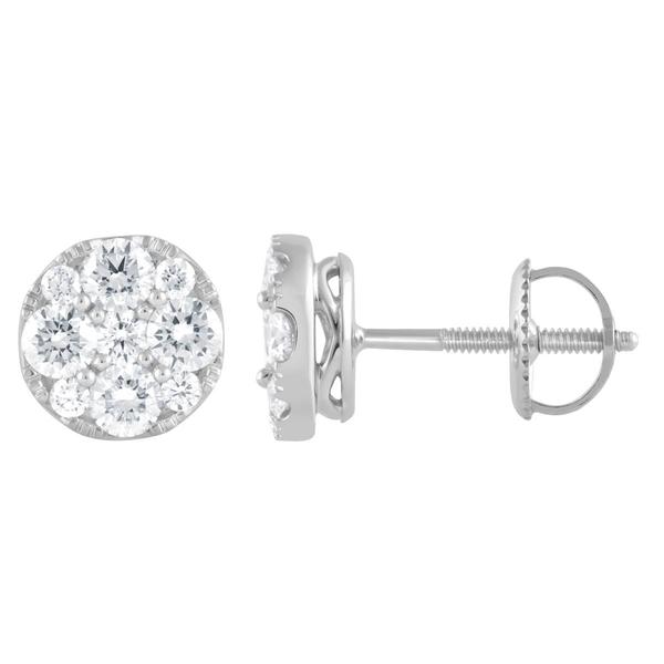 Nova Star(R) White Gold & 1ctw. Lab Grown Diamond Cluster Earrings alternate view