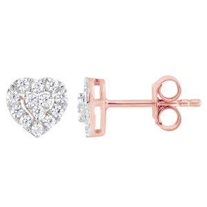 Nova Star(R) Rose Gold Lab Grown Diamond Heart Stud Earrings
