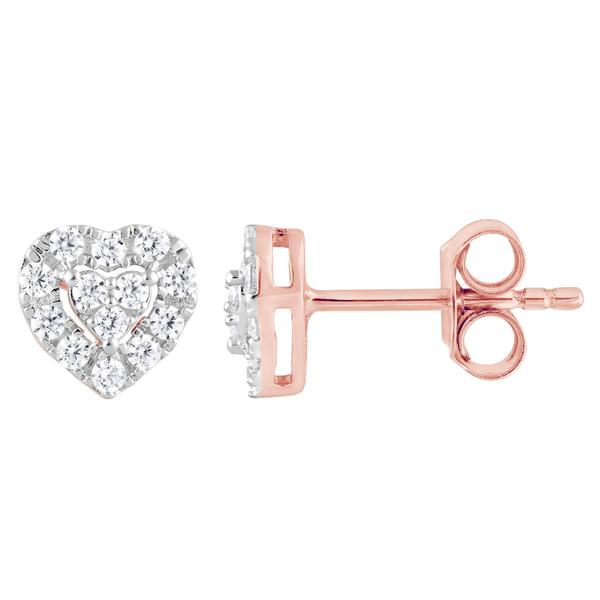 Nova Star(R) Rose Gold Lab Grown Diamond Heart Stud Earrings alternate view