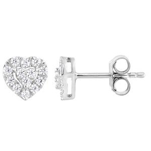 Nova Star(R) Sterling Silver Lab Grown Diamond Heart Stud Earrings