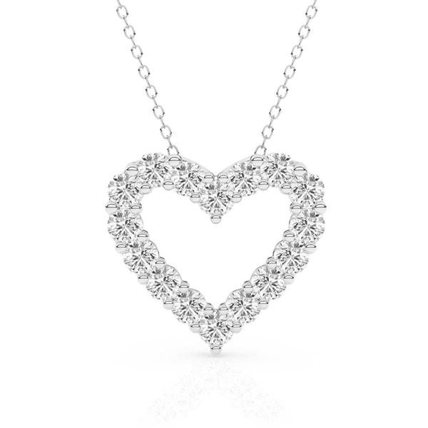 Nova Star(R) 14kt. White Gold 1ctw. Lab Grown Diamond Heart Pendant