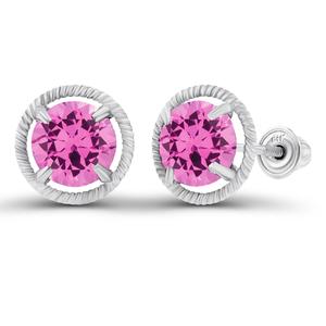Gemstone Classics(tm) 14kt. White Gold Pink Sapphire Earrings