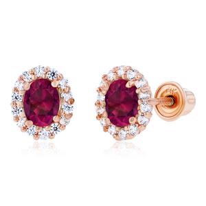 Gemstone Classics(tm) 14kt. Rose Gold Ruby Oval Earrings