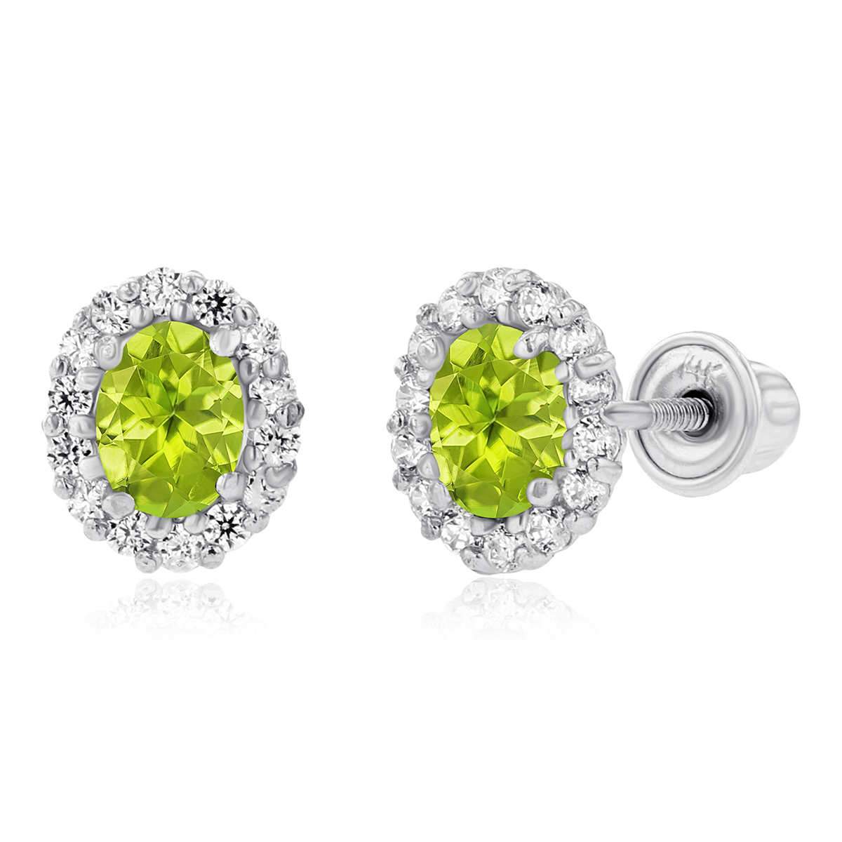 Gemstone Classics(tm) 14kt. White Gold Peridot Oval Earrings