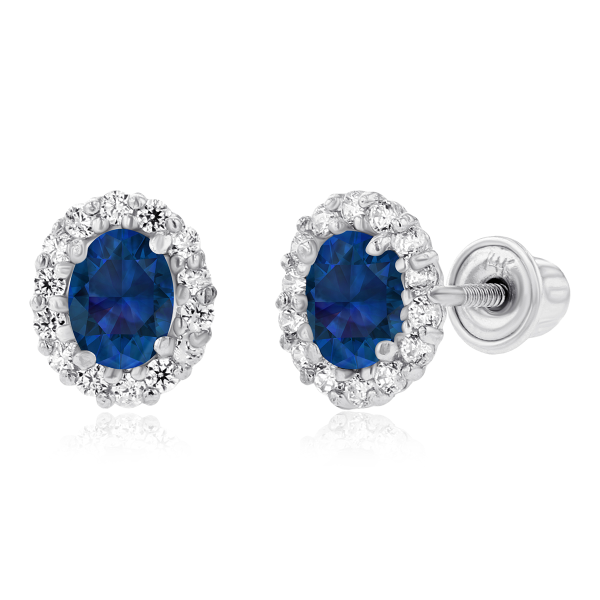 Gemstone Classics(tm) White Gold Blue Sapphire Oval Earrings