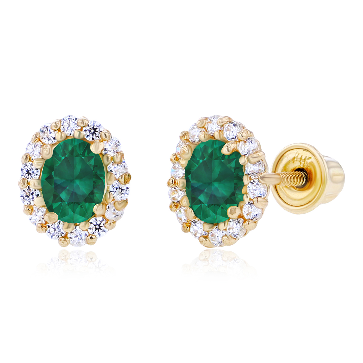 Gemstone Classics(tm) 14kt. Yellow Gold Emerald Oval Earrings