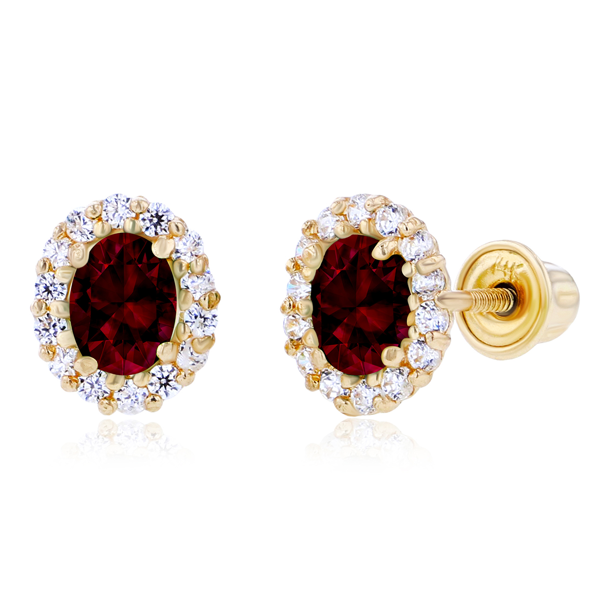 Gemstone Classics(tm) 14kt. Yellow Gold Garnet Oval Earrings